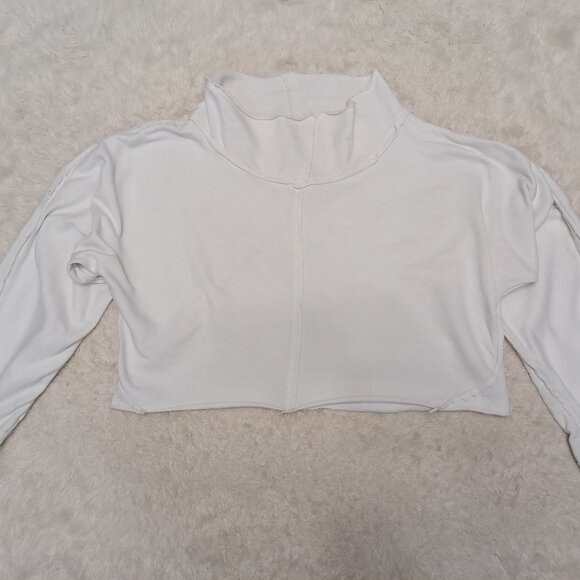 Free People Movement Women's White Pullover Cowl Neck Sweat Shirt Size M - Picture 2 of 8